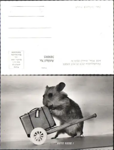 389095,Tiere Nagetier Hamster m. Koffer auf Karren
