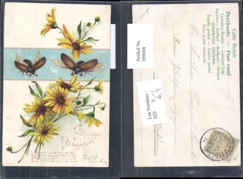 389098,Künstler Ak Tiere Insekten Maikäfer Junikäfer Blumen