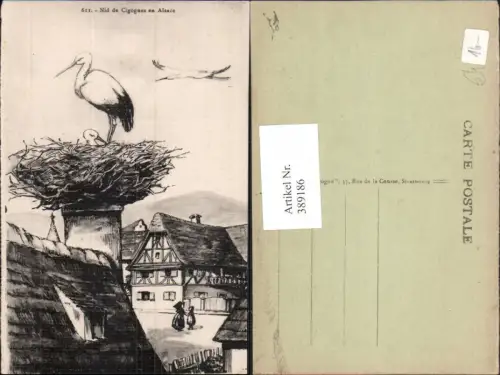 389186,Künstler Ak Tiere Storch Störche Nid de Cigoognes en Alsace