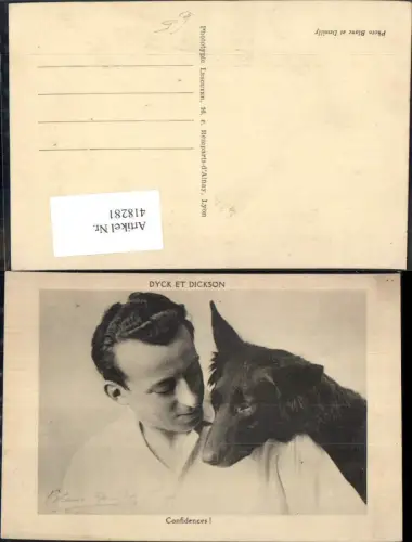 418281,Dyck et Dickson Confidences Mann m. Hund