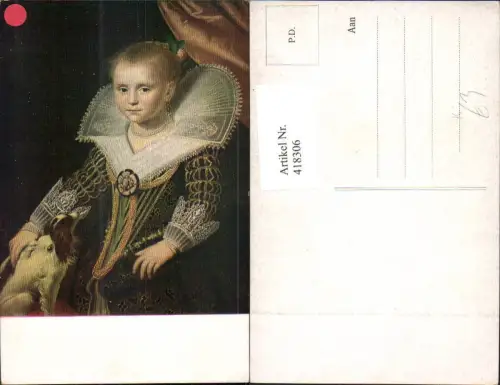 418306,Künstler Ak Mädchen m. Hund Portrait