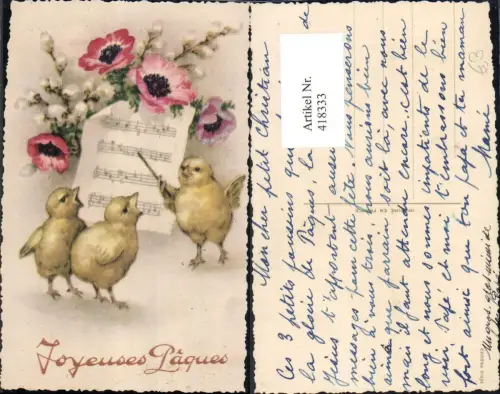 418333,Künstler Ak Vogel Vögel Konzert Dirigent Blumen Notenblatt