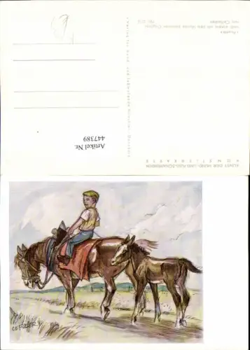447389,Künstler AK Cefischer Ausritt Tiere Pferde