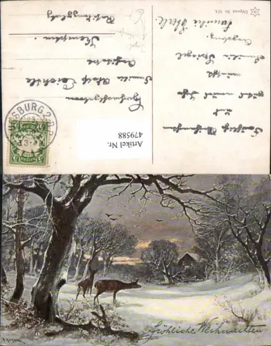 479588,Künstler Ak A. Kaufmann Rehe Winterlandschaft Jagd