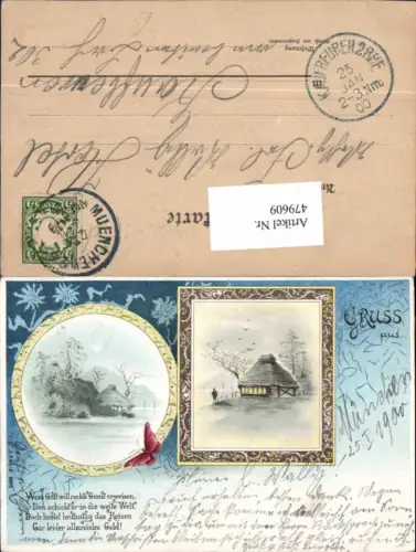 479609,Litho Schmetterling Insekten Haus a. See Spruch Text