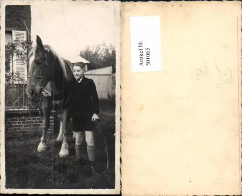 501065,Foto Ak Bub Junge m. Pferd