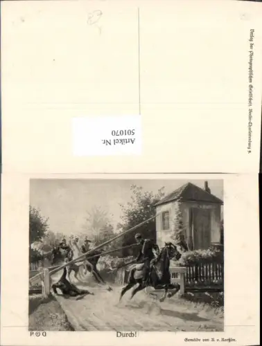 501070,Künstler Ak A. v. Roessler Durch Soldaten Reiter Pferde