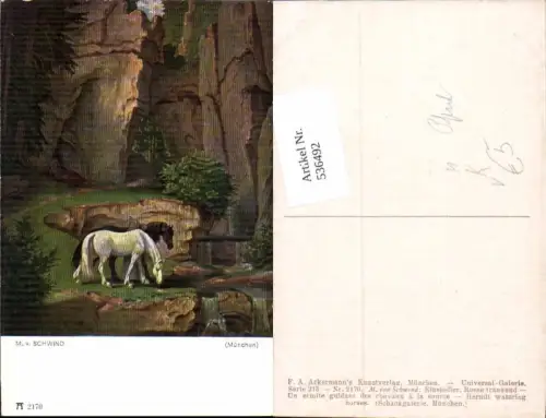 536492,Künstler AK M.v. Schwind Pferde Pferd Einsiedler pub Ackermann 2170