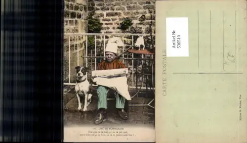 536510,Künstler AK Hund Hunde Normandie Zeitung lesen