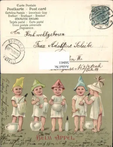 568411,Präge Lithographie Kinder Humor Topf Pinkelhumor Scherz AK