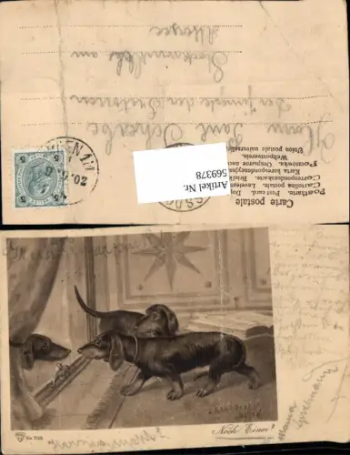 569378,Künstler AK Dackel Hund Hunde