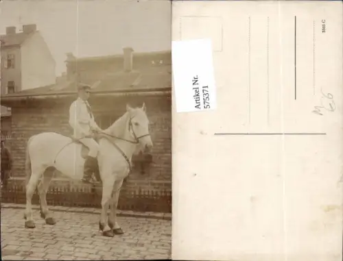 575371,Foto-AK Pferd Schimmel Reiter Mann