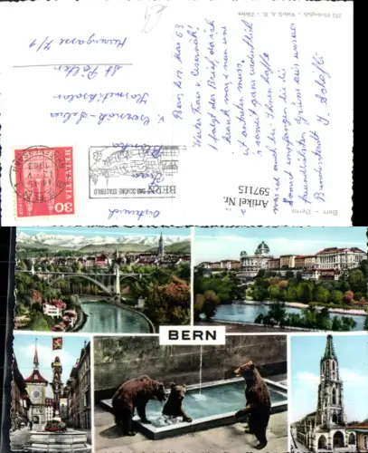 597115,Mehrbild Ak Bern Bären Kirche Brunnen Tiere