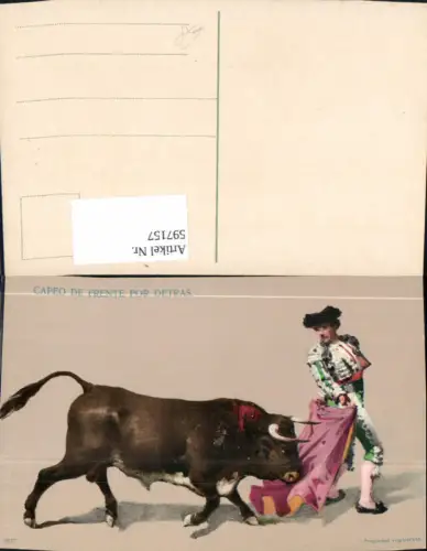 597157,Künstler Ak Stier Stierkampf Capeo de Frente por Detras Tiere