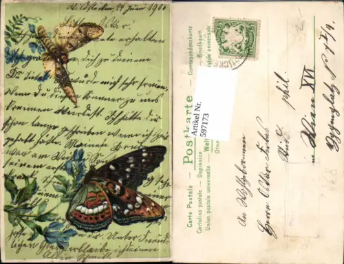 597173,Künstler Ak Insekten Schmetterling Schmetterlinge Motte Tiere Stempel Posthilfsstube