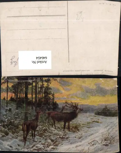 646454,Künstler Ak Hans W. Schmidt Wechselndes Hochwild Wild Jagd