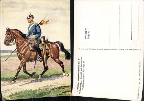 646470,Künstler Ak O. Merte Badisches Dragoner-Regiment 21 Pferd