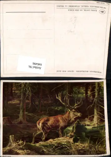 646496,Künstler Ak Karl Lotze An der Suhle Hirsch Tiere Jagd