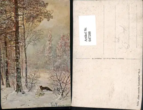 647288,Künstler Ak Echt russiche Landschaften Fuchs Jagd Tiere