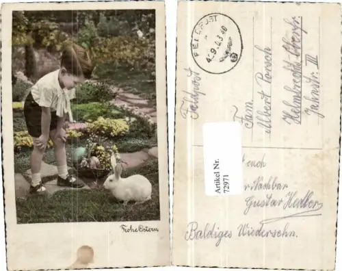 72971,Ostern Osterhase Bub Korb Osterei Feldpost