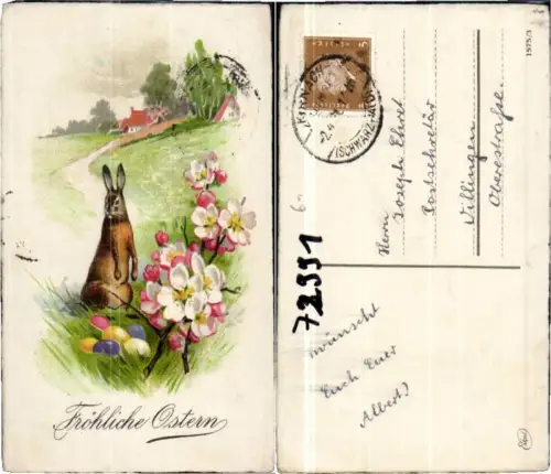 72991,Ostern Osterhase Ostereier Blumen in Wiese