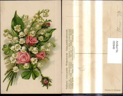 105840,Litho Blumen Rosa Rosen Maiglöckchen