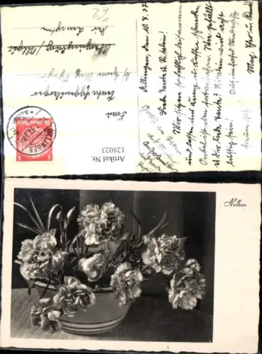 128023,Foto Ak Blumen Nelken i. Vase Schale pub EAS 8313