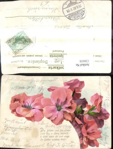 128058,Litho Rote Blumen Blüten Spruch Text