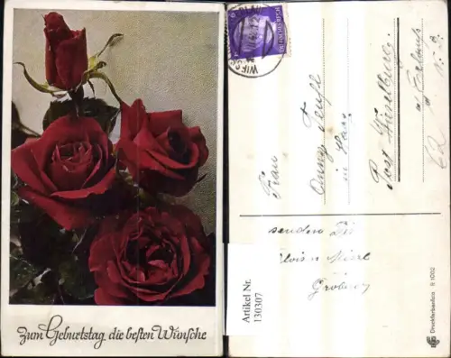 130307,Blumen Rote Rosen Geburtstag d. besten Wünsche