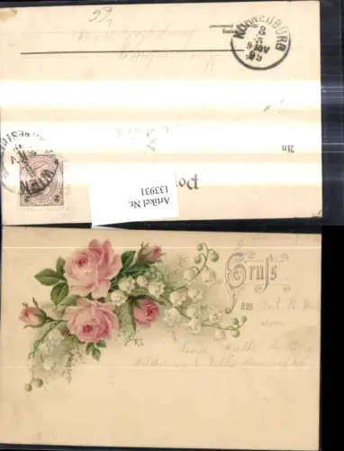 133931,Litho Blumen Rosa Rosen Maiglöckchen