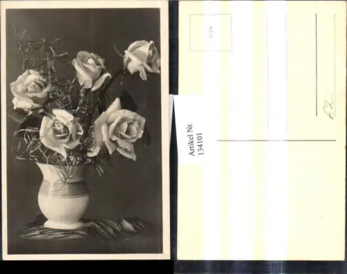 134101,Foto Ak Blumen Rosen i. Vase