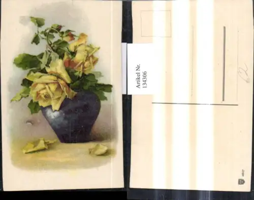 134306,Blumen Gelbe Rosen Vase
