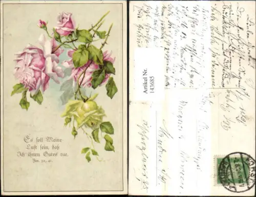 143685,Blumen Rosen Gelb u. Rosa Spruch Text
