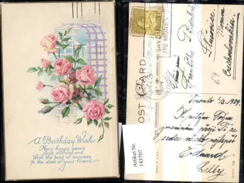 143707,Blumen Rosa Rosen Blüten Rosenbogen A Birthday Wish Spruch Text