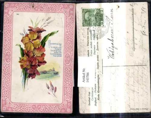 143786,Litho Blumen Spruch Text Passepartout