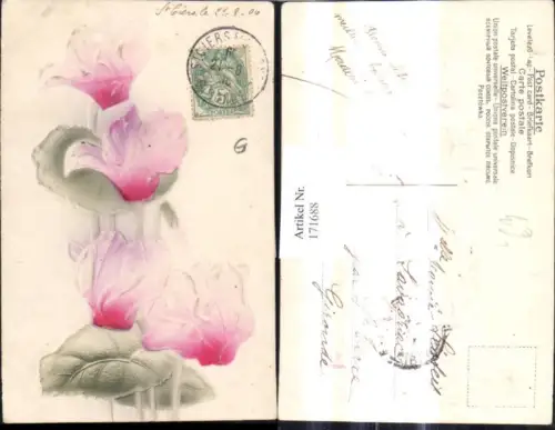 171688,Präge Litho Blumen Alpenveilchen