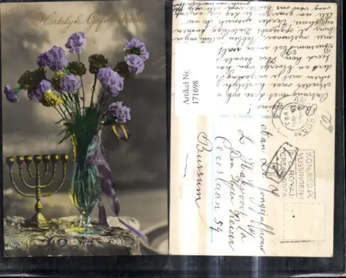 171698,Blumen Nelken i. Vase Blumenvase Hartelijk Gefeliciteerd