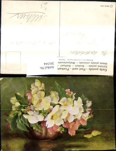 201544,Künstler Ak Blumen i. Schale Vase