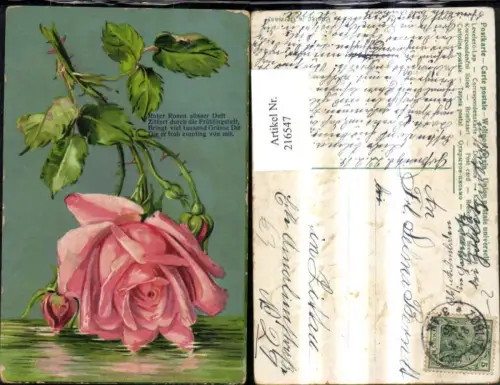 216547,Präge Ak Rose Rosa Rose Blume Spruch Text