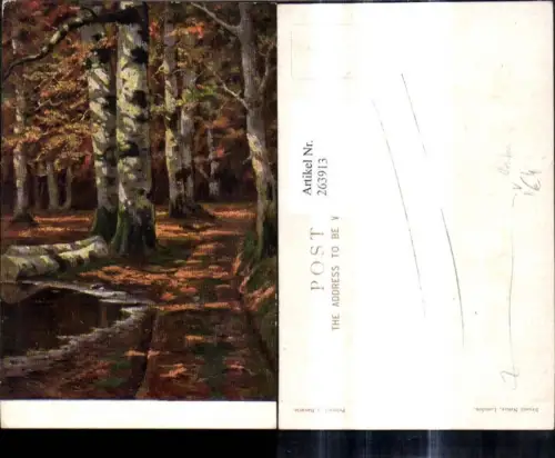 263913,Künstler Ak Waldweg Birken Bäume pub Ernest Nister London