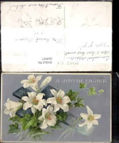 264937,Präge Ak Blumen Weisse Lilien Kreuz Ostern