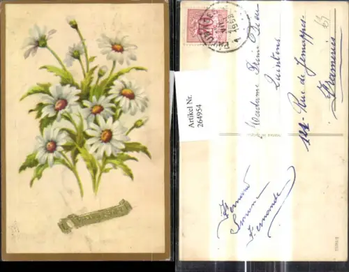 264954,Künstler Ak Blumen Margeriten Strauß