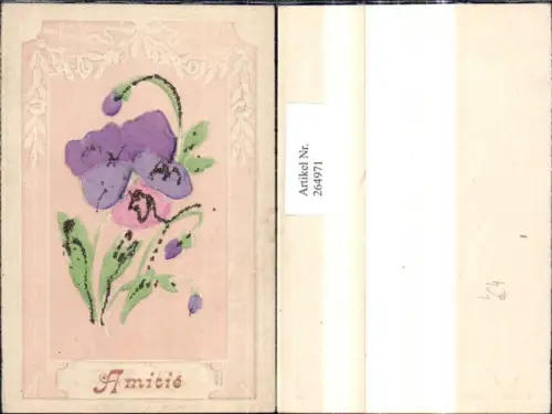 264971,Präge Litho Blumen Glitzerverzierung Ornament Amitie