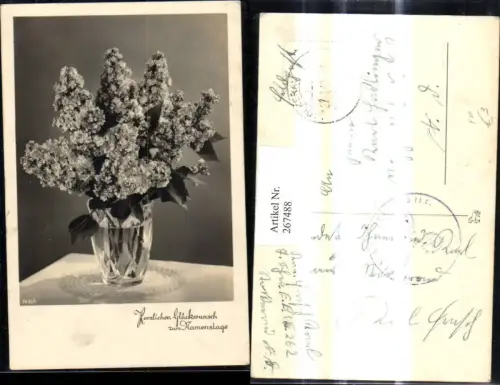 267488,Foto Ak Blumenvase Blumen Flieder Feldpost Artellerie Ersatz Regiment 262 7.Batterie