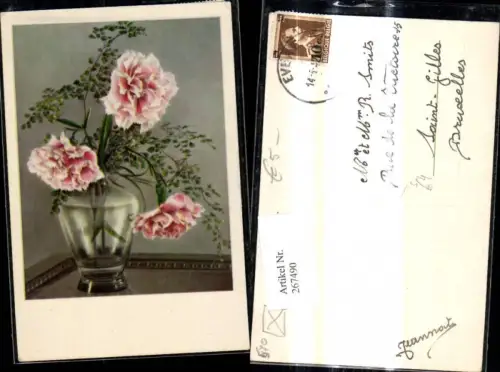 267490,Blumen Rosa Nelken i. Vase Blumenvase Stempel Evere