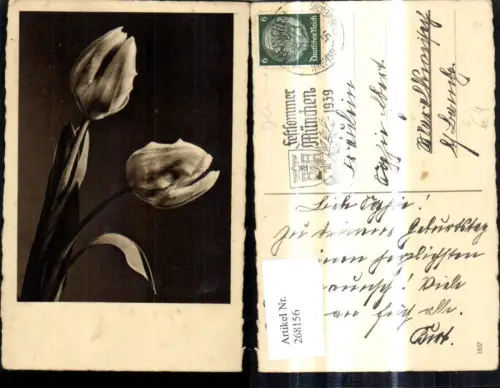 268156, Foto Ak Blumen Tulpen Stempel Festsommer München 1939