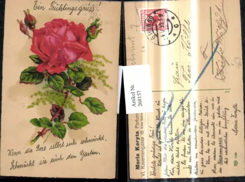 268157,Künstler Ak Blumen Rote Rose Blüte pub EAS 1180 Stempel Wien