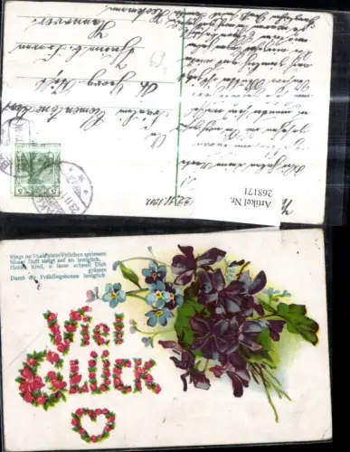 268171,Litho Blumen Veilchen Vergissmeinnicht Spruch Text