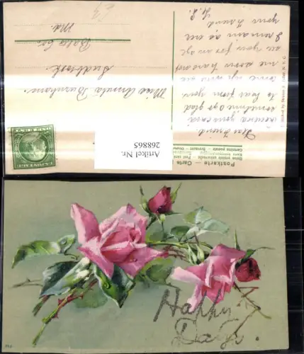 268865,Künstler Ak Blumen Rosarote Rosen Blüten