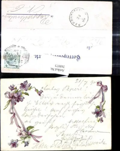268873,Litho Blumen Veilchen Schleife